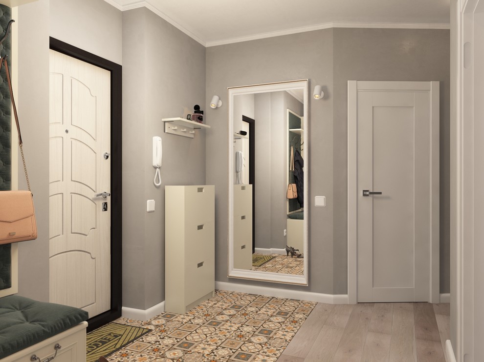 Дизайн прихожей и санузла в новостройке для молодой семьи