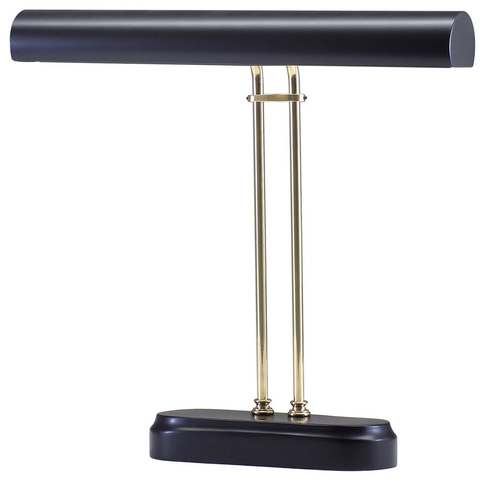 Digital Piano Lamp 16" Black with Polished Brass Accents Transitional