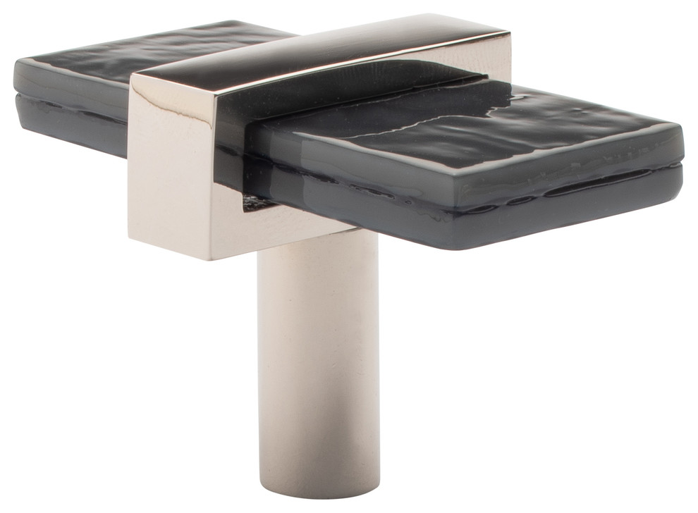 Sietto Adjustable Slate Grey Glass Knob With Metal Base Contemporary