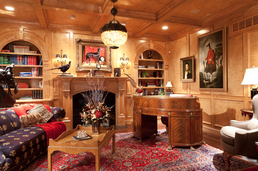 Inspiration for a traditional home office in St Louis with medium hardwood floors and a freestanding desk.