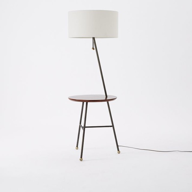 table with a lamp attached