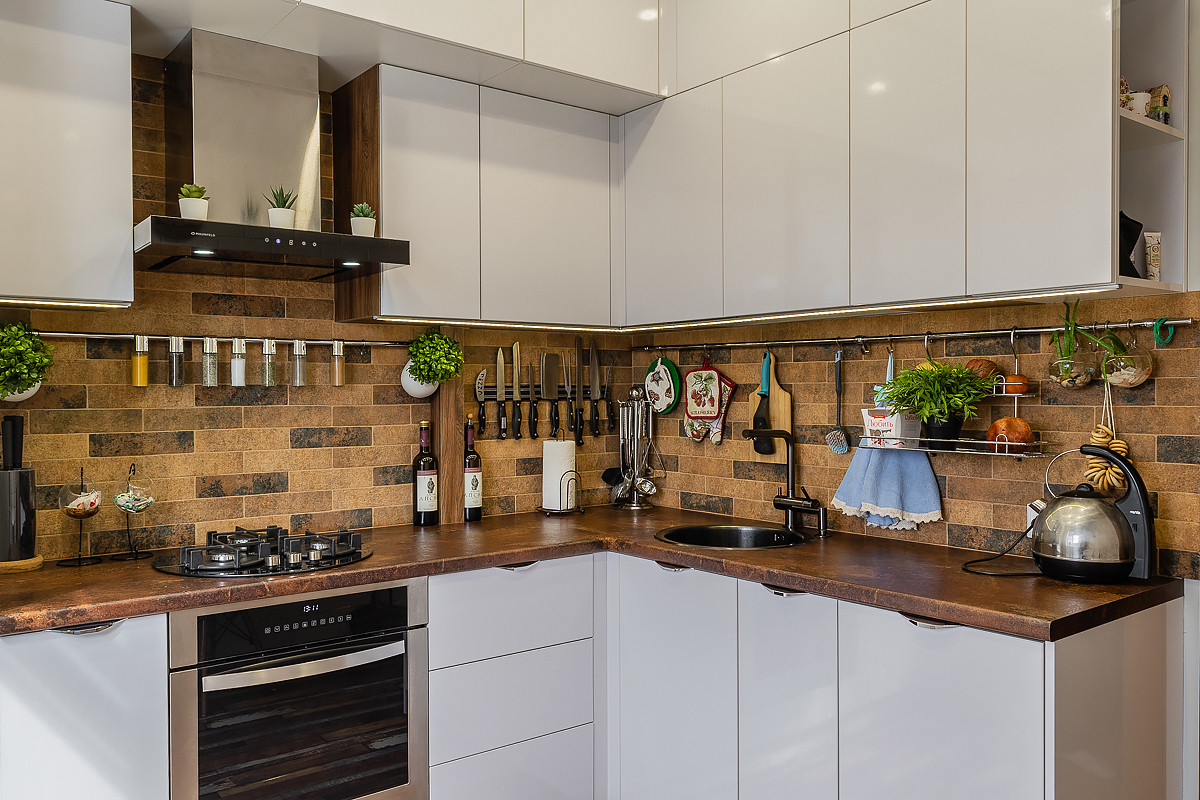 Кухня в современном стиле с элементами лофта