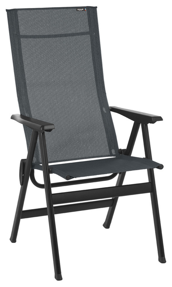 Highback chair, Black Steel Frame, Obsidian Duo Fabric Contemporary