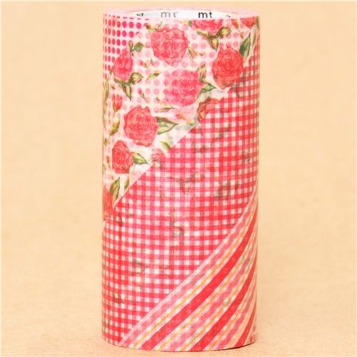 extra wide mt Casa Washi Tape 10cm red roses deco tape