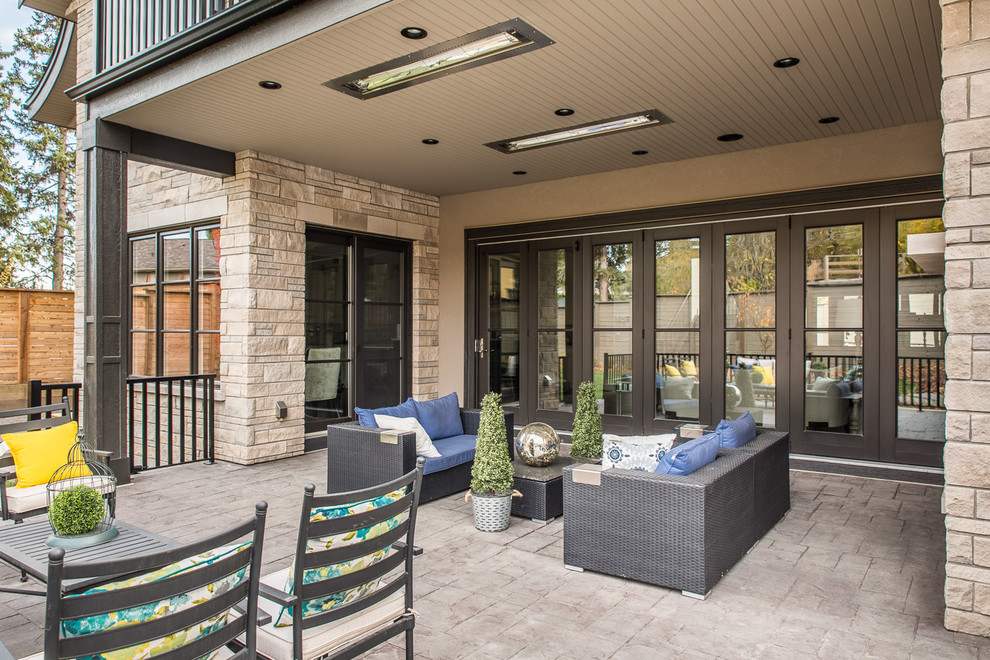 Transitional home design photo in Calgary