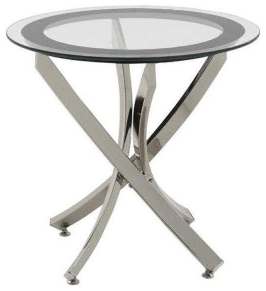 Bowery Hill Modern Metal Accent End Table with Glass Top in Chrome