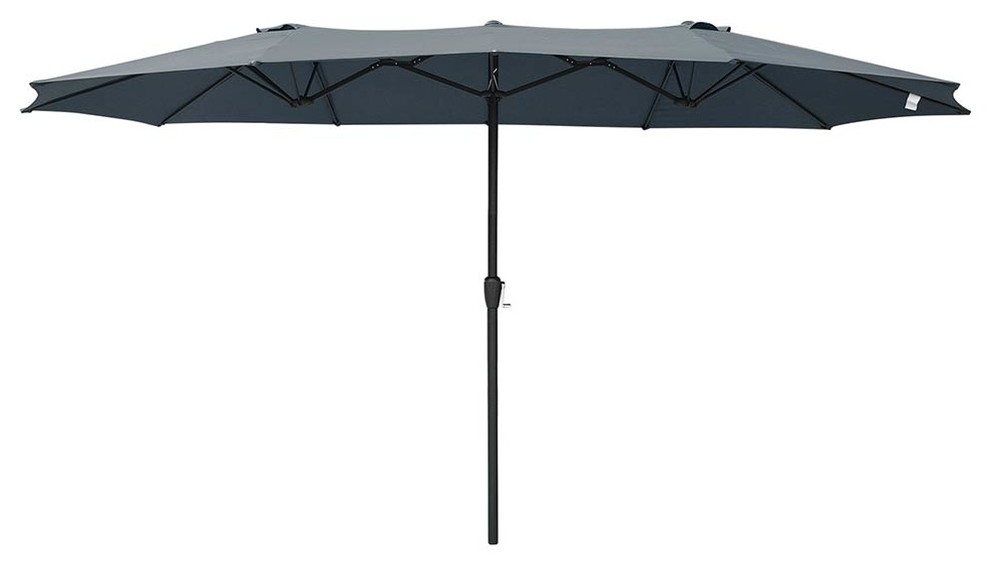 Yescom 14' Double-sided Twin Patio Umbrella Sun Shade Crank Outdoor Grey