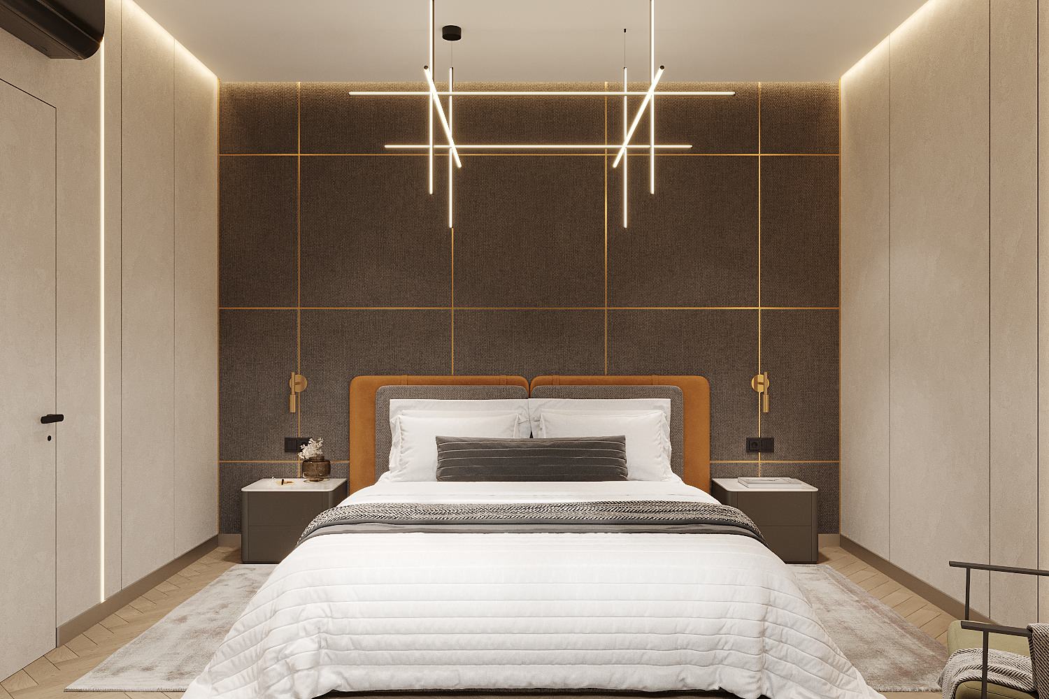 Минималистичная спальня в темных цветах