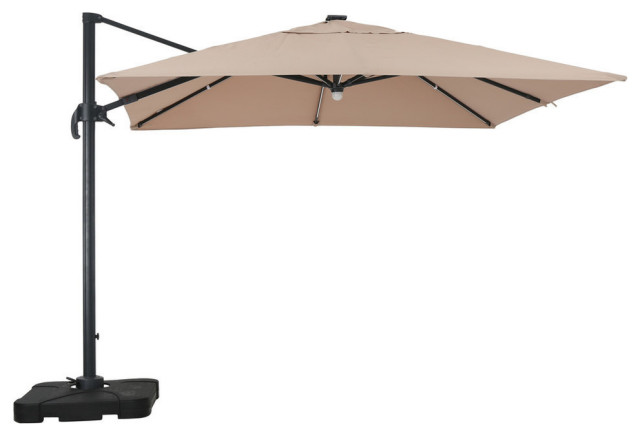 Gdf Studio Sonoma Outdoor Water Resistant Canopy Umbrella With Solar Light Stip Contemporary Outdoor Umbrellas By Gdfstudio