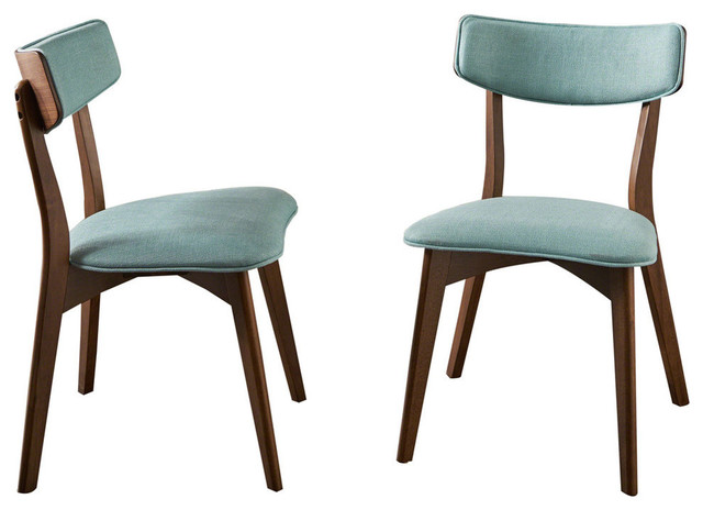 Gdf Studio Molly Mid Century Modern Dining Chairs Mint Natural Walnut Set Of 2