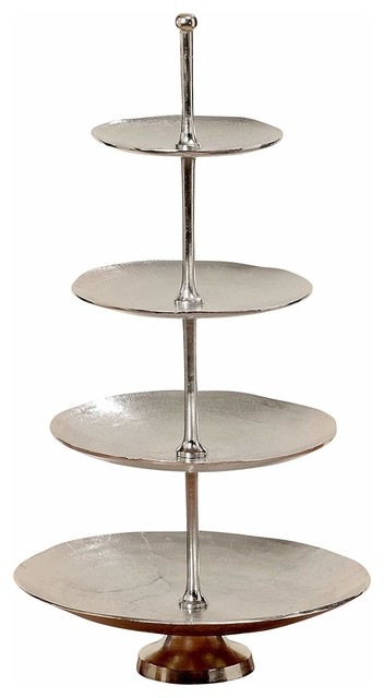 BRAND NEW~4 Tier Aluminum Cake Stand~Separate Levels~Beautiful Embossed Design 