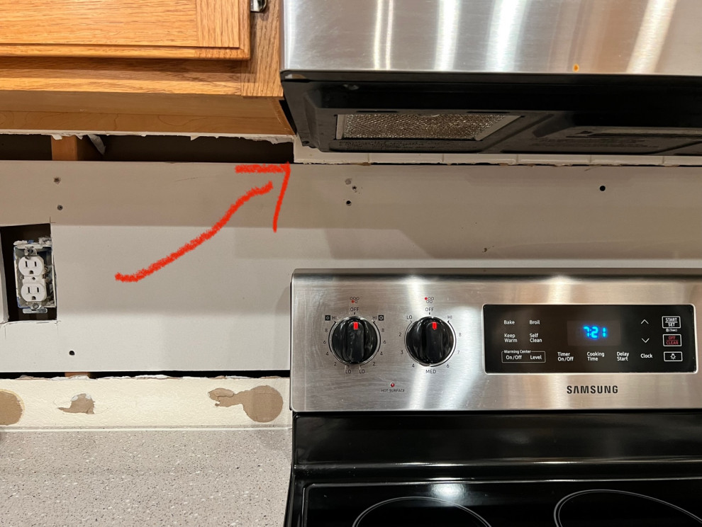 Tile behind microwave