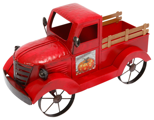 vintage metal truck with lighted accents red