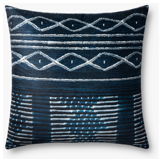Loloi P0723 Pillow Cover Only Navy Color 3 X3 Contemporary