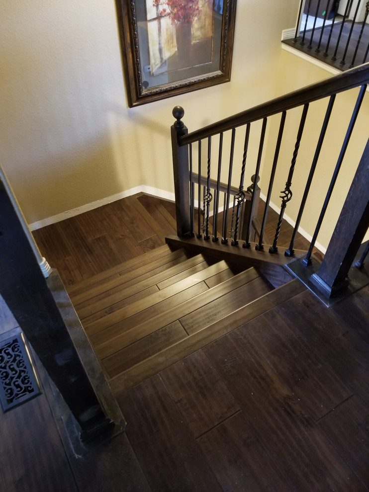 Timeless Elegance: Dark Hardwood Staircase Transformation