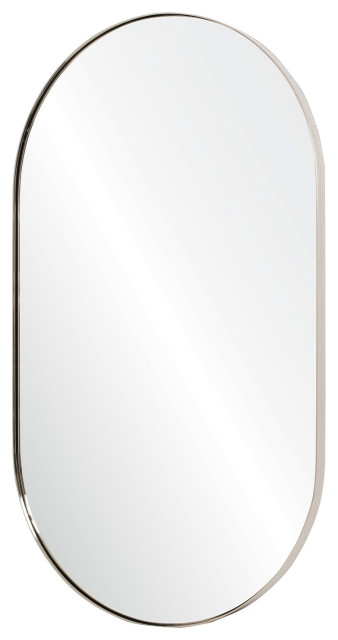 Oval Simple Mirror, Polished Stainless Steel