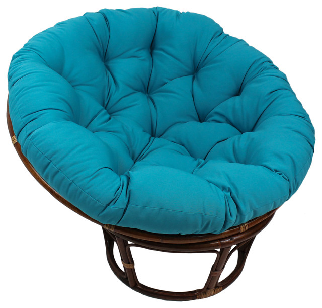 Blazing Needles Solid Twill Swivel Rocker Chair Cushion 48 x 24 Aqua Blue