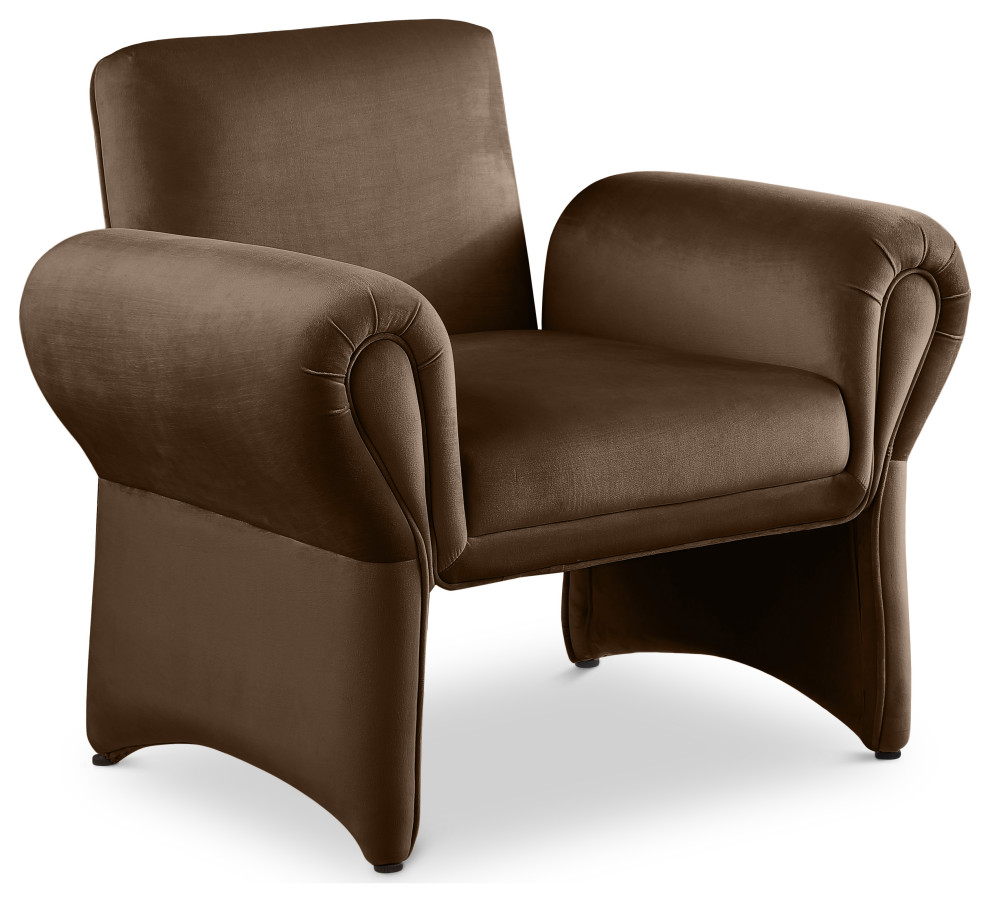 Fleurette Velvet Accent Chair, Brown