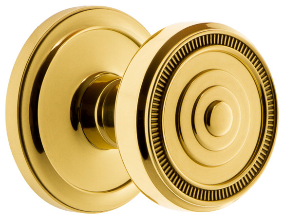 Grandeur Circulaire Rosette Passage with Soleil Knob in Lifetime Brass ...