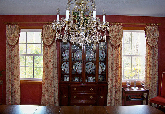 Dining Room with Red Wallpaper