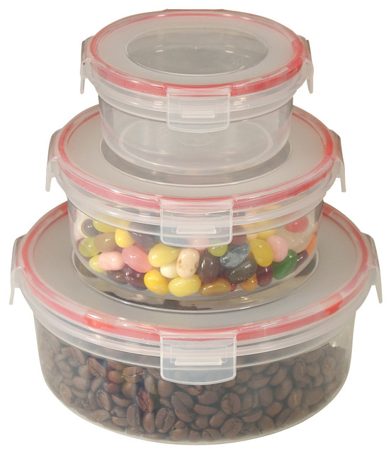 Food Containers 6 Piece Lock Seal With Round Cover