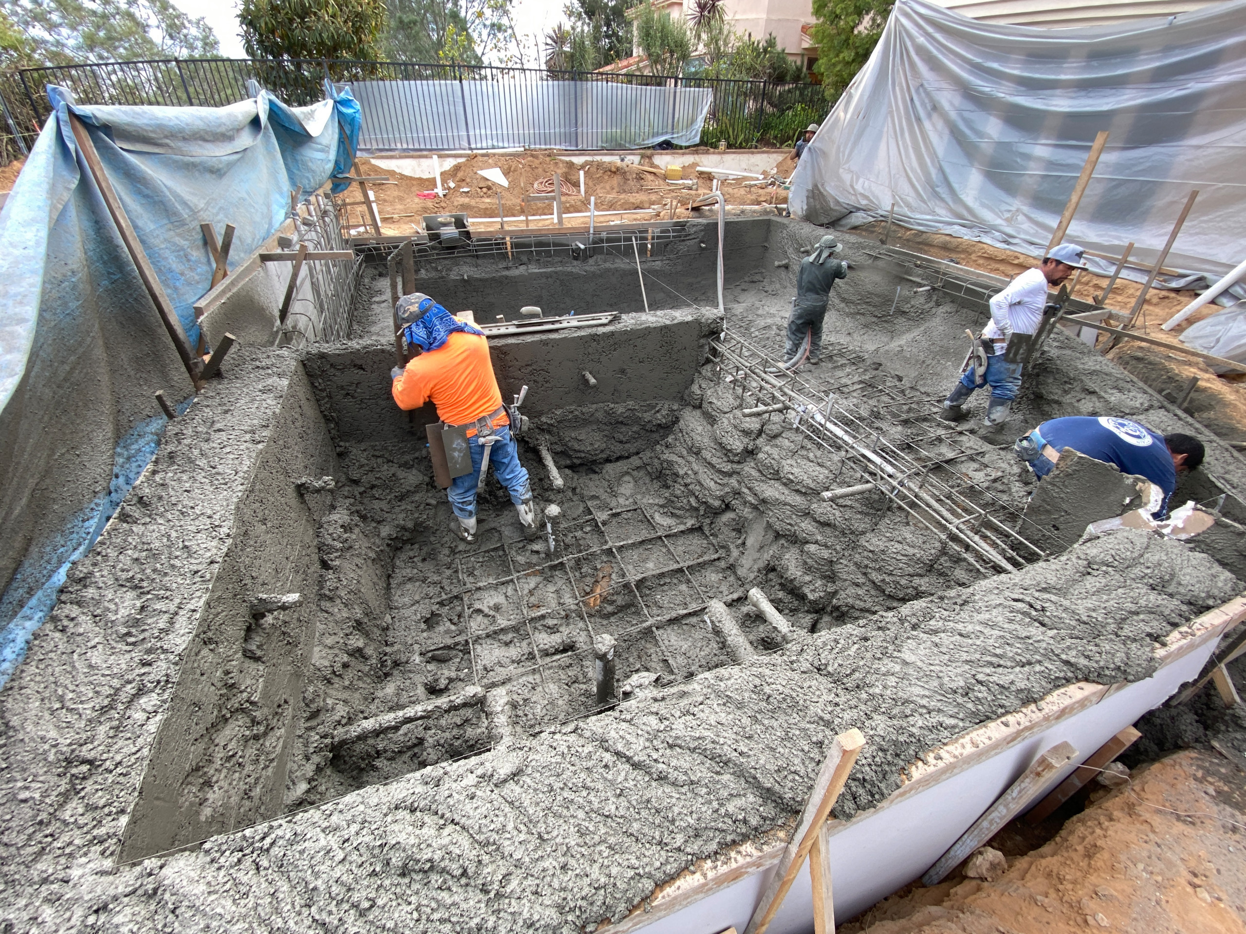 Installing Shotcrete for the Pool Shell in Del Mar