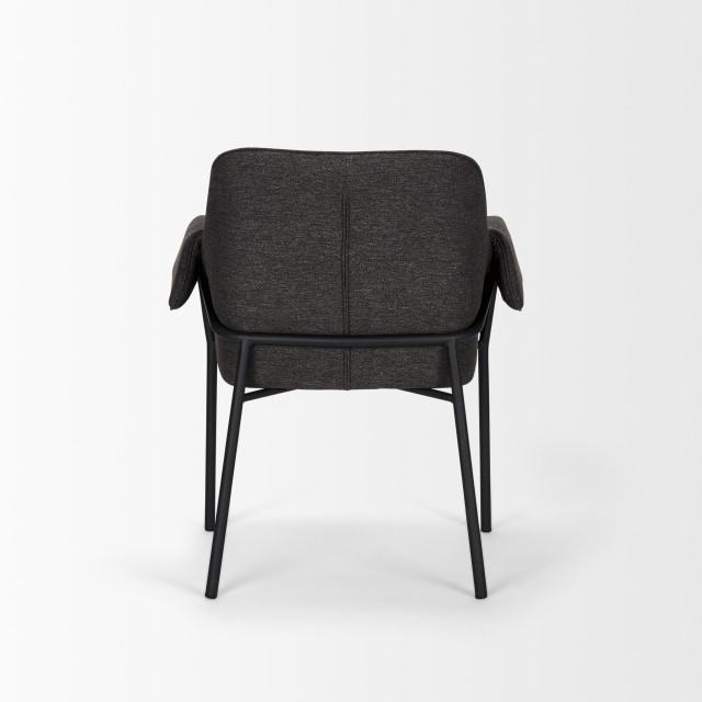 Brently Dining Chair With Gray Fabric and Matte Black Metal Legs, Set ...