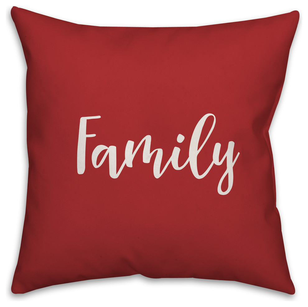 Family, Red 18x18 Throw Pillow Cover