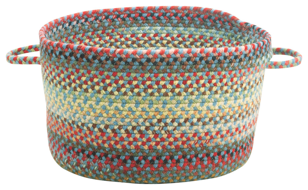 Portland Braided Basket, Medium Blue, 16"x9"