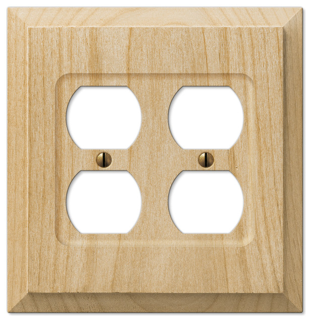 Baker Unfinished Alder Wood 2Duplex Wall Plate Transitional Switch