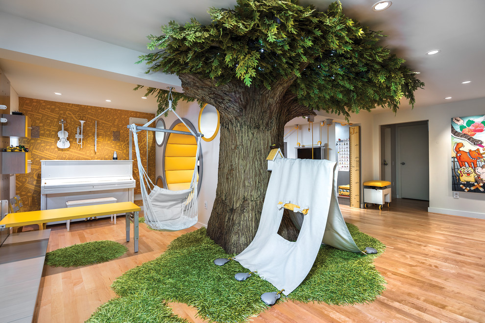 Inspiration for a large eclectic gender-neutral light wood floor and beige floor playroom remodel in San Francisco