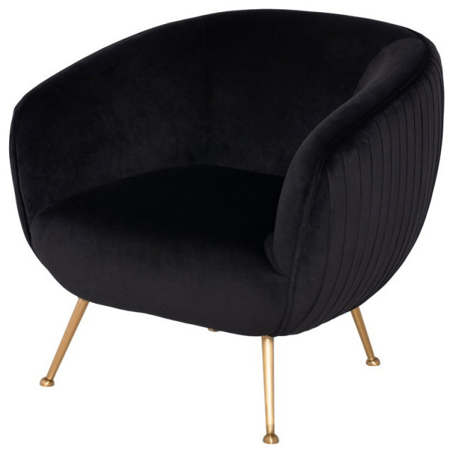 Maimun Occasional Chair black velour seat brushed gold Midcentury