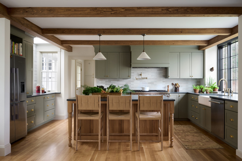 Inspiration for a transitional kitchen remodel in Boston