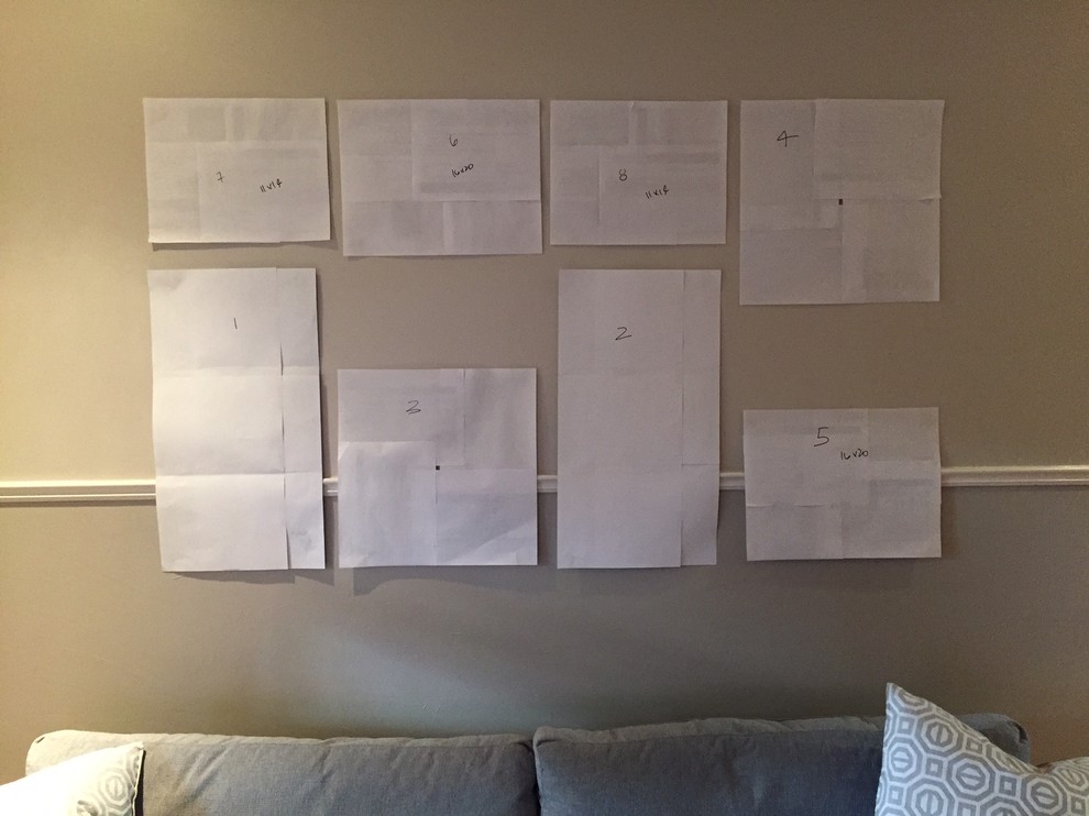 How do I hang a photo gallery over a chair rail that cannot be removed