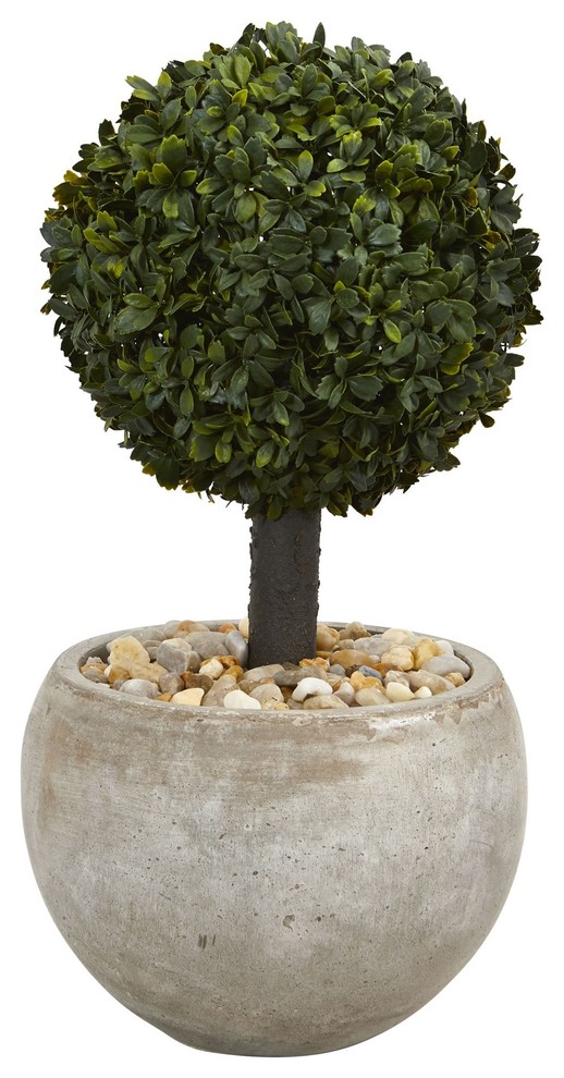 Artificial Tree 2 Foot Boxwood Topiary Tree with Sand Colored Bowls