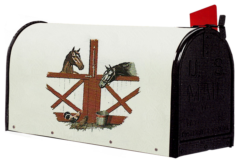 Bacova Fiberglass Wrapped Mailbox, Barnhorse Farmhouse Mailboxes