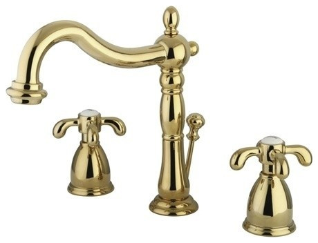 Kingston Brass Widespread Bathroom Faucet With Retail Pop-Up, Polished Brass