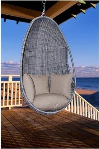 Plastic Rattan Hanging Chair With Four Pillows