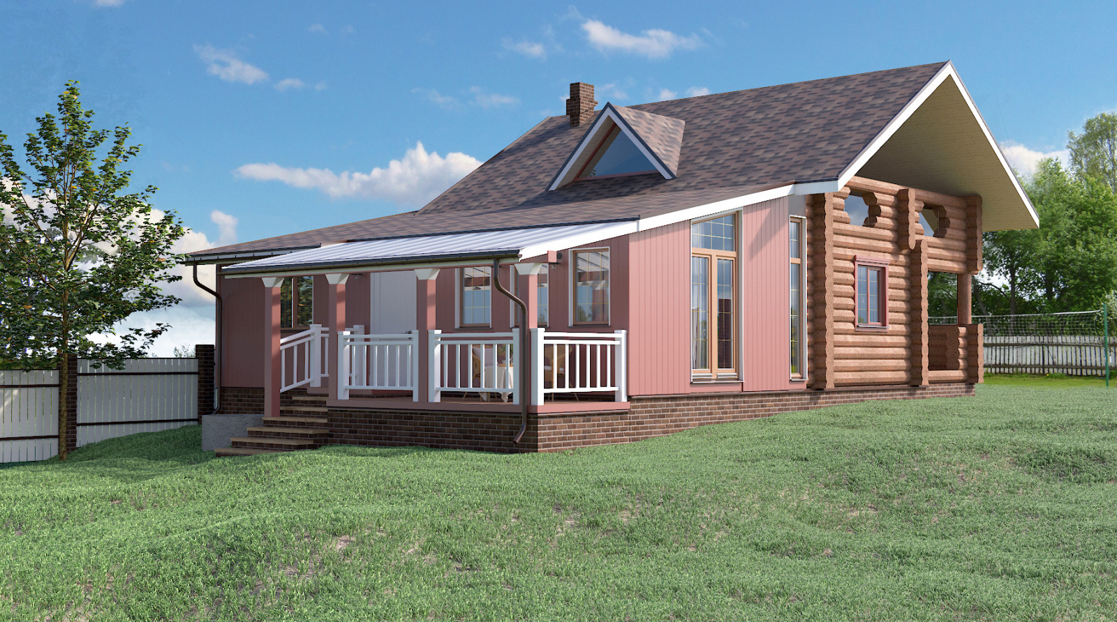 Пристройка каркасного типа к рубленному деревянному дому