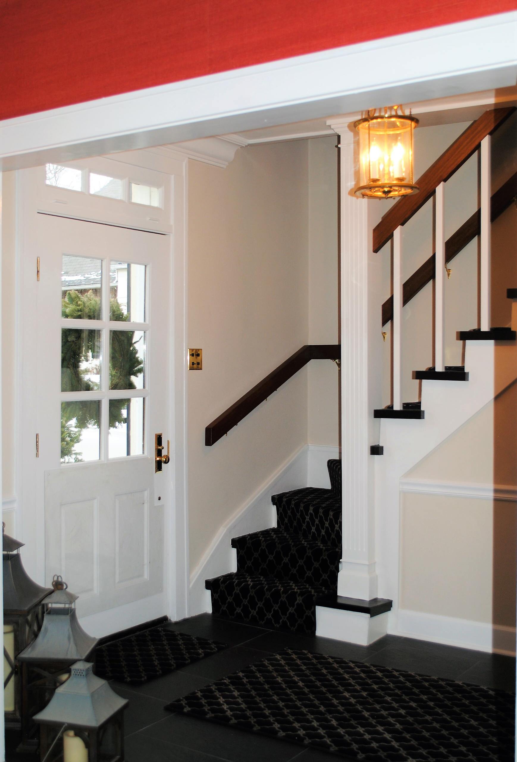 Lake Forest Home - Fireplace, Staircase and Hallway