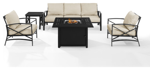 Kaplan 5-Piece Outdoor Sofa Set With Fire Table, Oil Rubbed Bronze ...