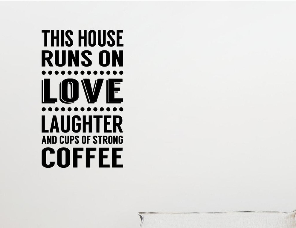 This home runs on Love Laughter and Coffee wall art sticker home kitchen decal