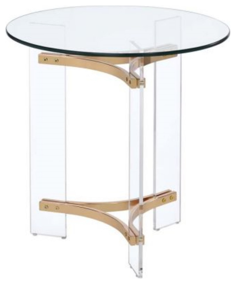 Lv01084 End Table, Gold Finish, Sosi, 1Piece/1Ctn Contemporary