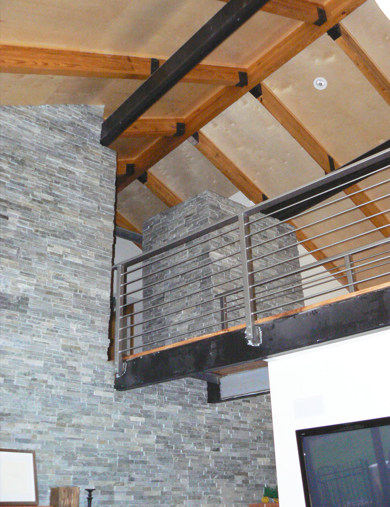 Stacked Stone Wall With Vaulted Ceiling Contemporary