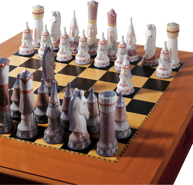 Contemporary Chess Set lladro medieval chess set board box included - contemporary Contemporary Chess Set lladro medieval chess set board box included - contemporary