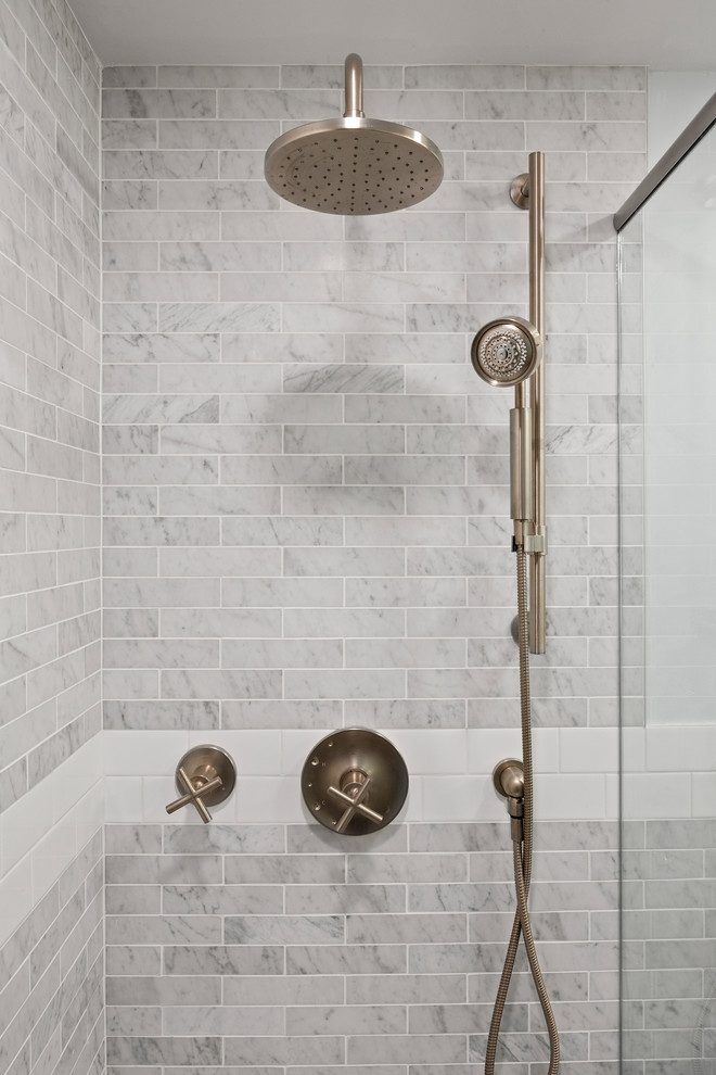 Example of a transitional home design design in Chicago