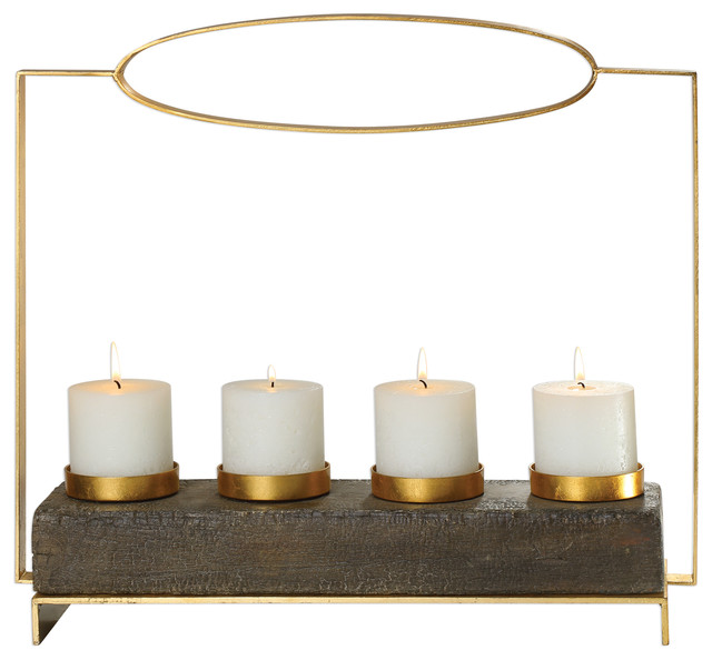 gold pillar candle holders