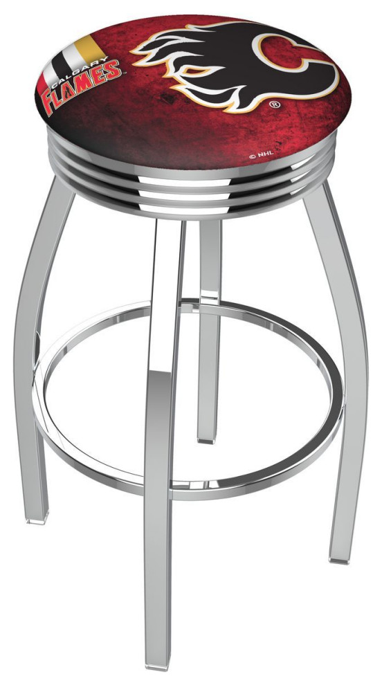 Holland L8C3C 03 Calgary Flames 30" Swivel Bar Stool Chrome