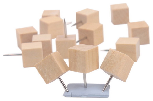 Durable Creative Pushpins Decorative Wooden Thumbtack Square