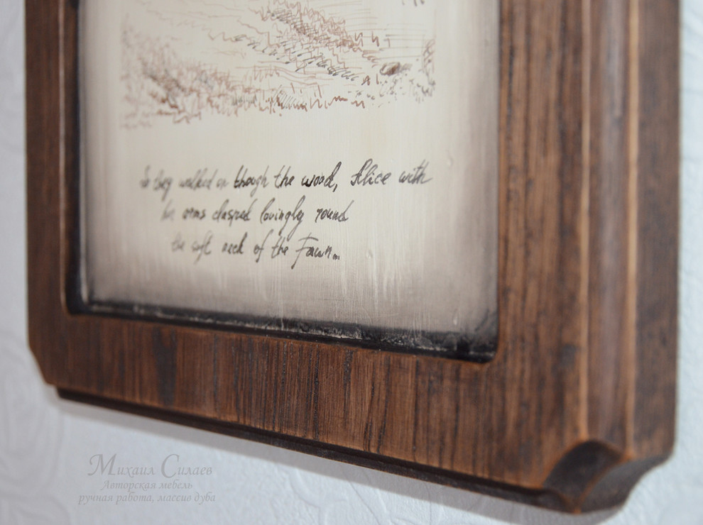 Графика на дубе для украшения интерьера.